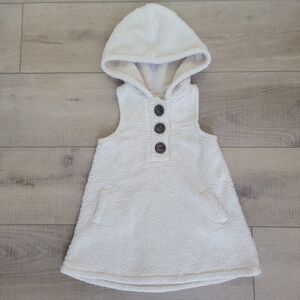 Baby GAP Toddler Hooded Sherpa Tunic Vest White Cream 2T